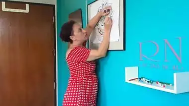 Indian nudist painting Indian pattern - Mandala. Relax music. Naked art workshop. Scene 5