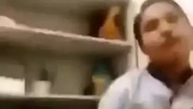 Desi shop assistant lets horny lover touch her gorgeous XXX boobs