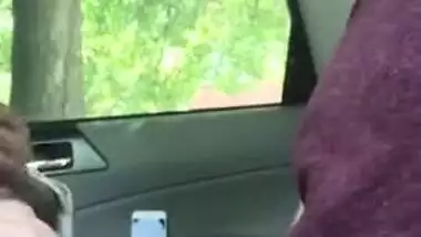 Skinny Paki chick gags on boyfriend's erect XXX fuckstick in his car