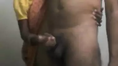 Sful Indian wife strokes husband's dick till orgasm in porn video