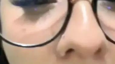 Cute Girl With Glasses Takes Cum All Over Her Face And In Mouth
