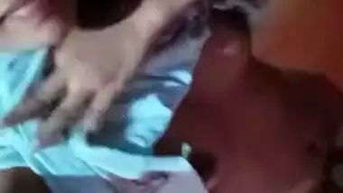 XXX selfie of young Desi woman who pulls nightgown up to show tits