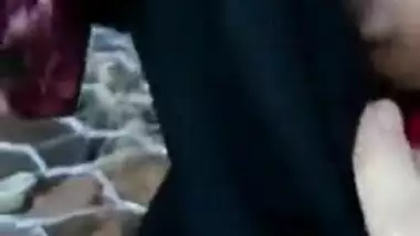 Muslim legal age teenager boob show to her lover in the outdoor