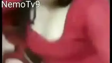 New Boudi In Market, Showing cleavage, bra straps also out,very booby