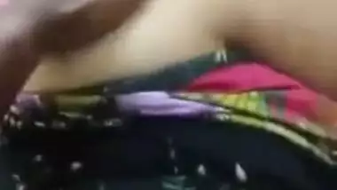 Desi girl gives a XXX blowjob while lover is touching her tits on camera