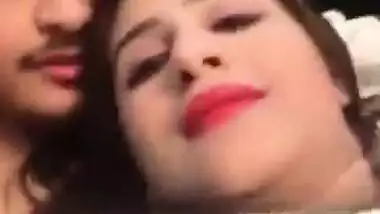 Sexy blue film of a horny young couple having fun in a hotel room