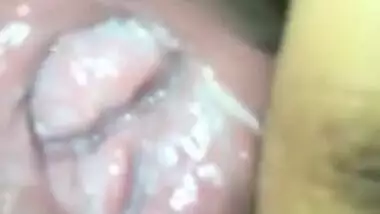 Extreme close up of real virgin wet creamy pussy