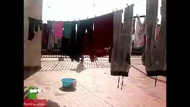 Bangladeshi porn of a milf and a guy fucking on the terrace