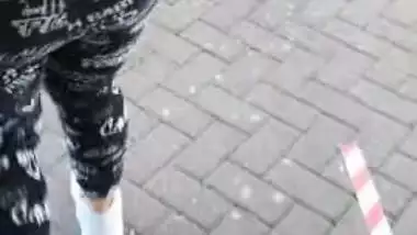 Step son fucking step mom in leggings in the car park of McDonald's