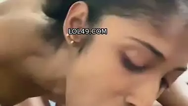 Slim wife licking dick and blowjob like a pro slut