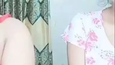 Two girls record their desi lesbian porn during a live show