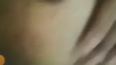 Selfie video call of sexy girlfriend showing nude body