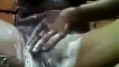 Village girl nude bathing and self recording at open area